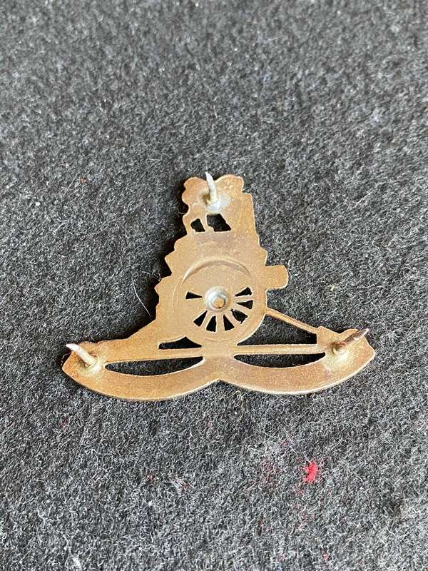 SA FIELD ARTILLERY CHROMED BERET BADGE-WORN FROM 1990'S- 3 PINS
