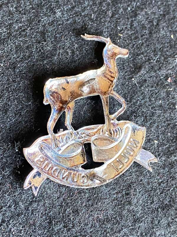 PRETORIA REGT. CHROME COLLAR BADGE-WORN POST 1976-PINS INTACT