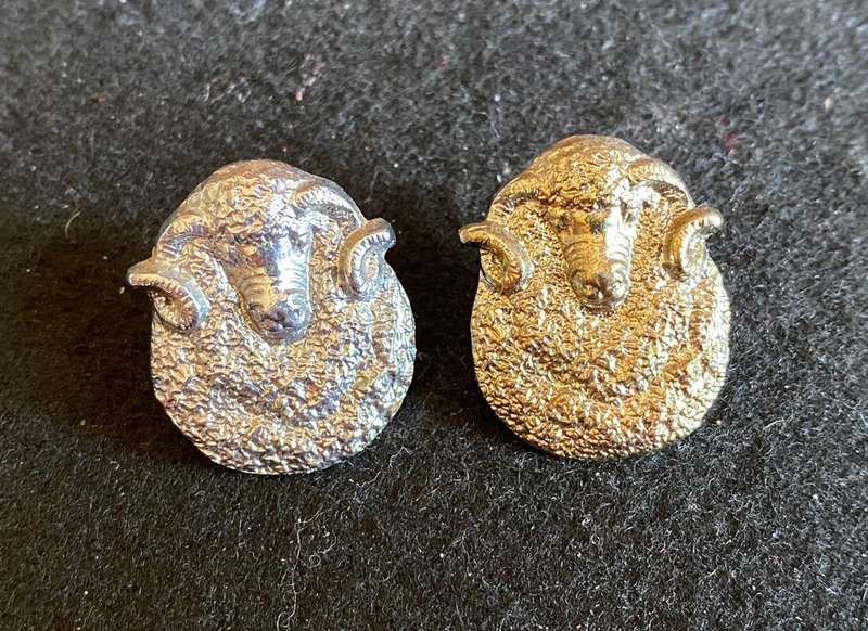 REGT. GROOT KAROO CHROMED COLLAR BADGE PAIR-WORN POST 1964-PINS COMPLETE