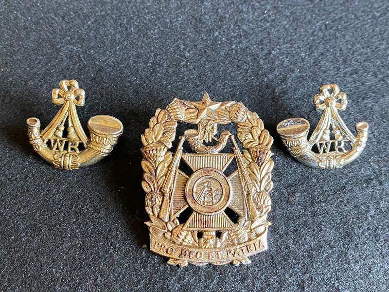 WITWATERSRAND RIFLES CAP AND COLLARS-WORN FROM 1964-LUGS + PINS COMPLETE