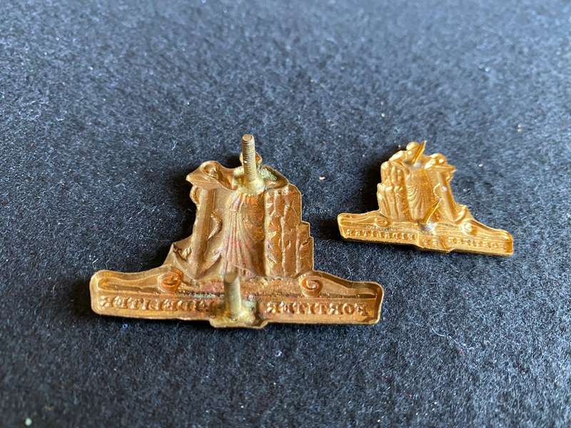 SA CAPE CORPS GILT CAP BADGE AND ONE COLLAR-APPROVED 1973-LUGS + PINS INTACT