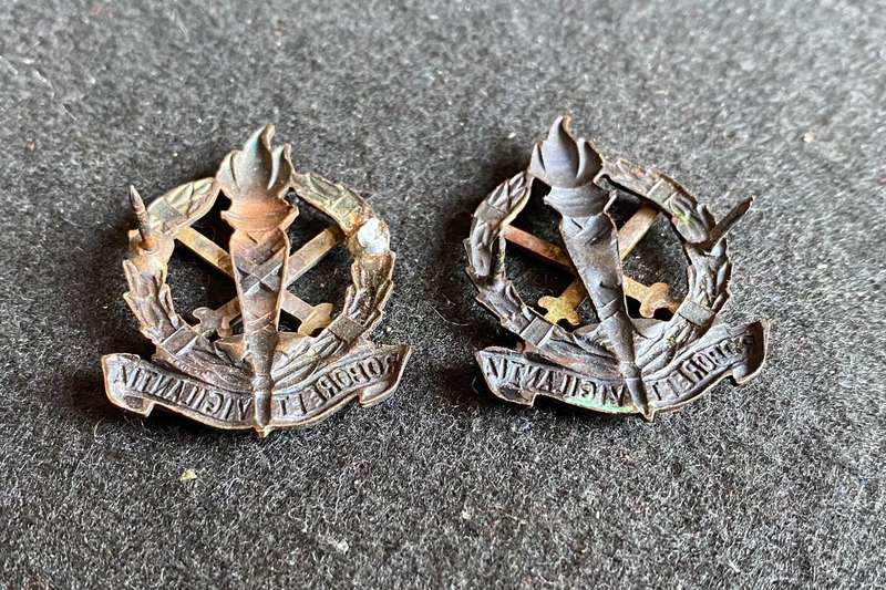 REGT. SCHOONSPRUIT COLLAR PAIR-WORN FROM 1966-ONE PIN MISSING