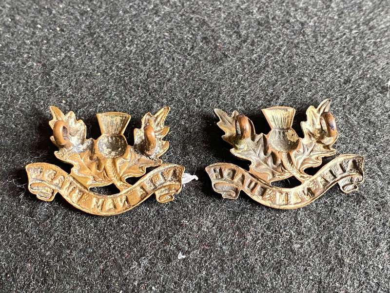 TRANSVAAL SCOTTISH COLLAR BADGE PAIR- WORN 1902-1960'S- LUGS COMPLETE