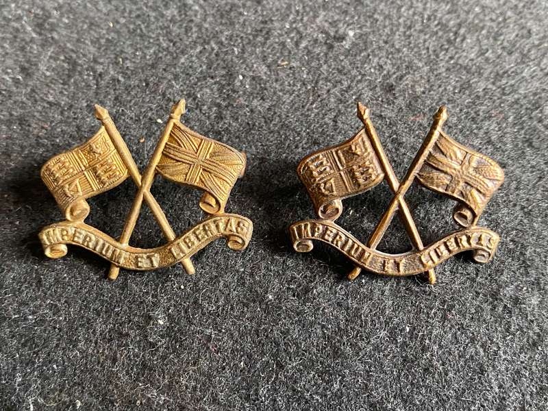 IMPERIAL LIGHT HORSE COLLAR BADGE PAIR-WORN 1939-45-LUGS INTACT