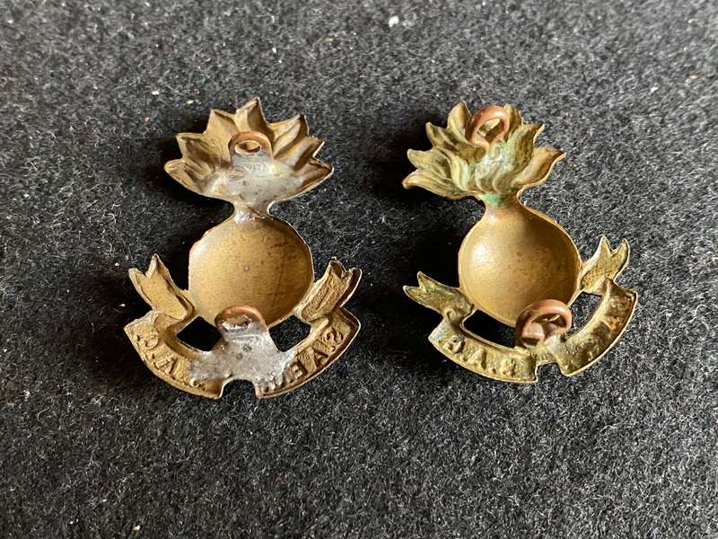 SA ENGINEERS COLLAR BADGE PAIR- 1922-26-LUGS COMPLETE