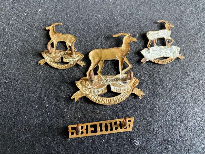 PRETORIA REGT. CAP AND COLLARS AND ONE TITLE-WORN 1939-45-ONE COLLAR WITH MISSING LUGS