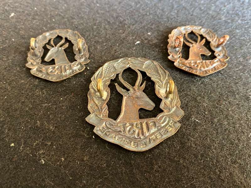 RESERVE BRIGADE CAP AND COLLARS-WORN 1940-43-LUGS INTACT