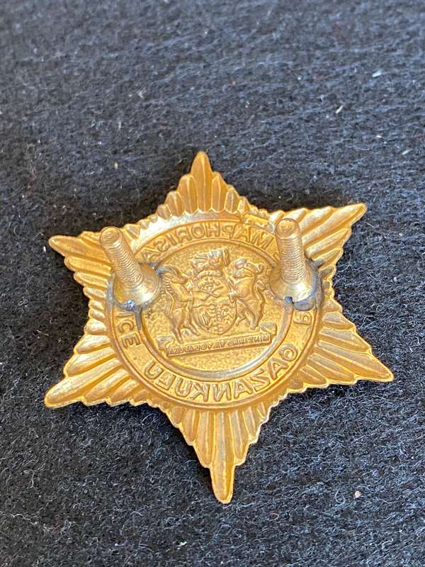 GAZANKULU POLICE,OTHER RANKS CAP BADGE- 2X SCREW LUGS