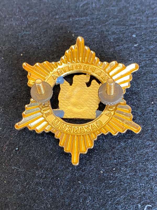 GAZANKULU POLICE OFFICERS CAP BADGE- 2 LUGS