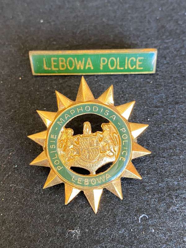 LEBOWA POLICE OFFICERS CAP AND BREAST BADGE- LUGS+ PINS COMPLETE