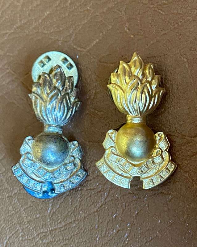 SA ENGINEER CORPS COLLAR BADGE PAIR-WORN 1945-1960'S -PINS COMPLETE