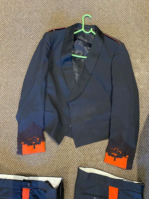 SA ARMY MESS DRESS JACKET-SIZE MEDIUM-MEASURES 50 CM ARMPIT TO ARMPIT-SOLD WITH 2X TROUSERS,BOTH SIZ