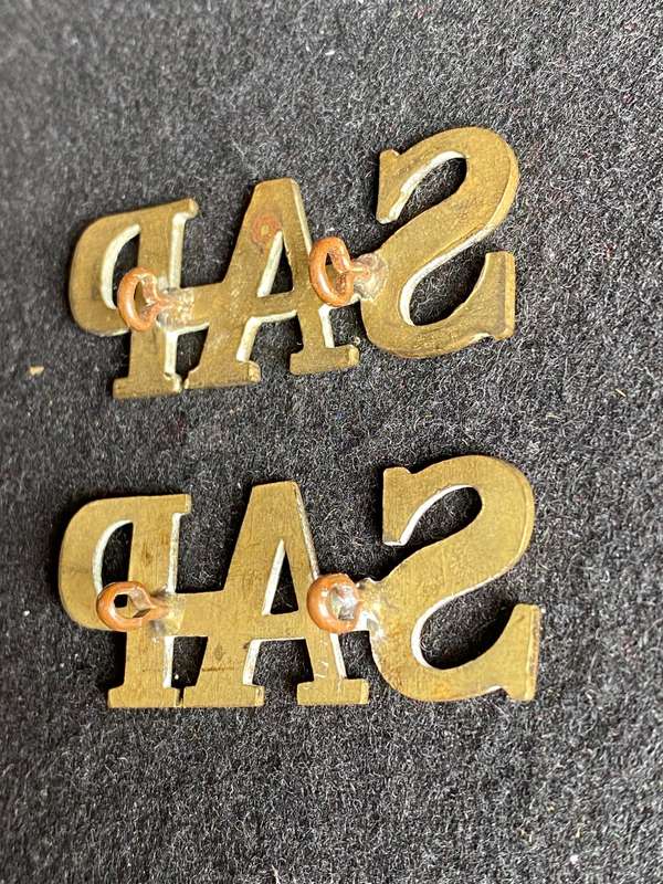 LARGE BLOCK LETTERS FOR THE POLICE (TITLES) USED FROM 1913 TO THE THIRTIES-BRASS-LUGS INTACT