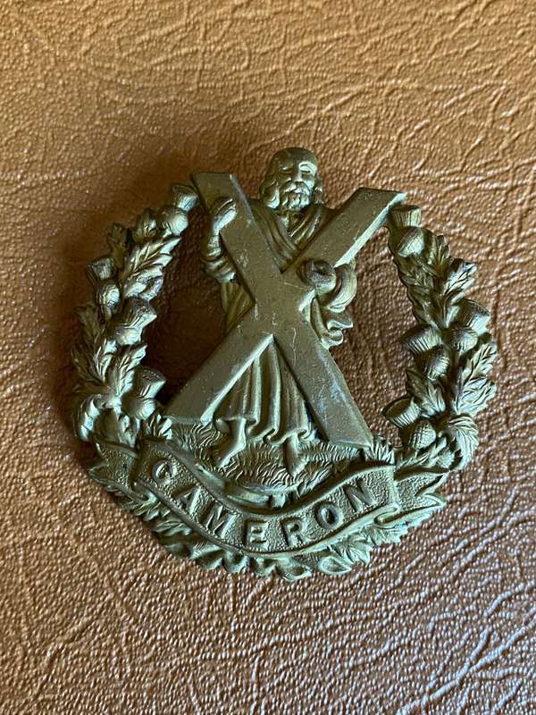 THE QUEENS OWN CAMERON HIGHLANDERS CAP BADGE-ONE LUG