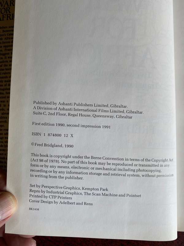 THE WAR FOR AFRICA BY FRED BRIDGLAND-2ND IMPRESSION-1991-HARDCOVER-403 PAGES-GOOD CONDITION