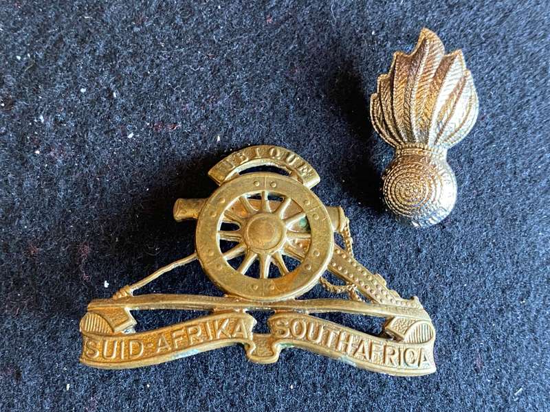 SA FIELD ARTILLERY CAP AND ONE COLLAR-LUGS + PINS COMPLETE