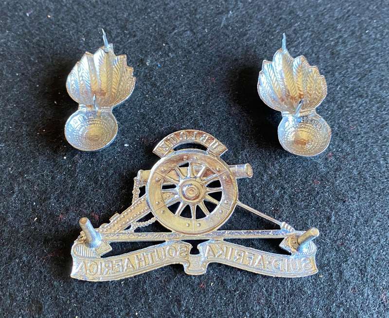 ARTILLERY CHROMED CAP AND COLLARS-WORN POST 1976-PINS + LUGS COMPLETE