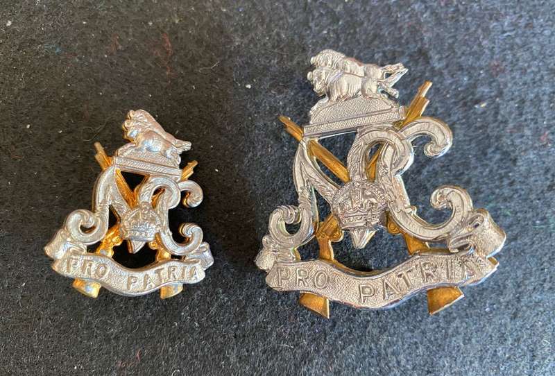 NATAL CARBINEERS BI/METAL CAP AND COLLAR-WORN FROM EARLY 1980'S-LUGS + PINS INTACT