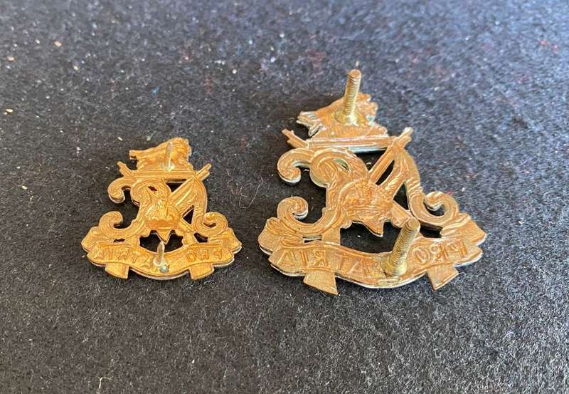 NATAL CARBINEERS BI/METAL CAP AND COLLAR-WORN FROM EARLY 1980'S-LUGS + PINS INTACT