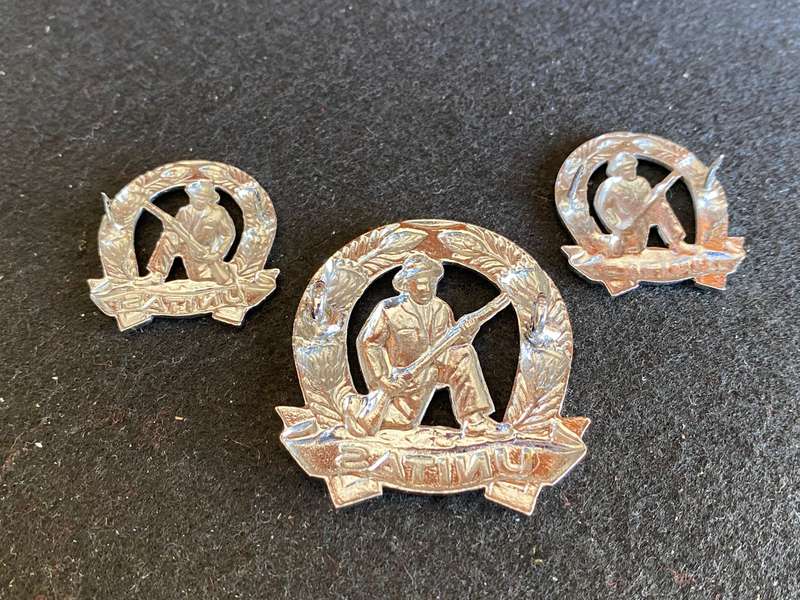 COMMANDOS CHROME CAP AND COLLARS-WORN POST 1976-PINS + LUGS COMPLETE