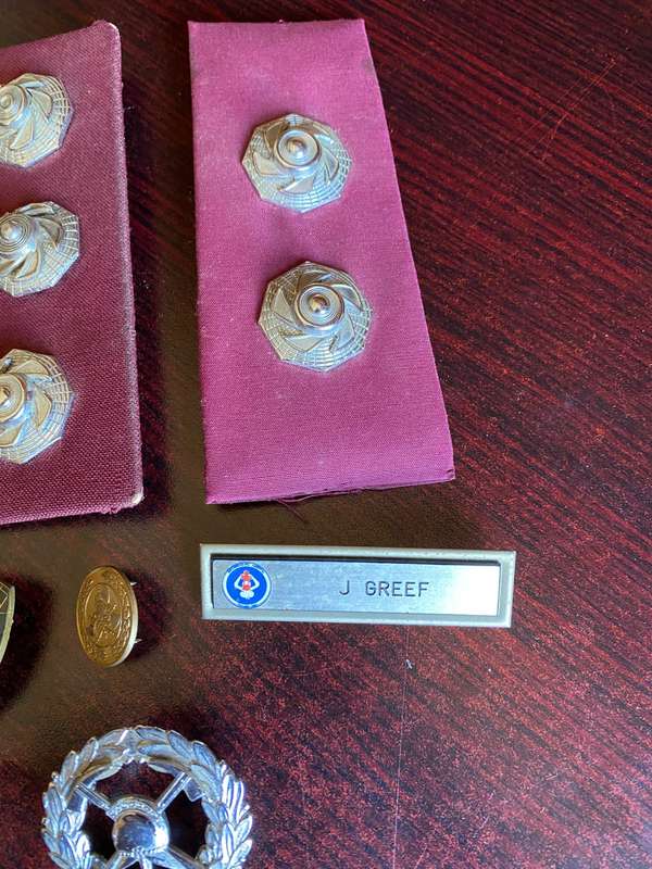JOHANNESBURG FIRE BRIGADE RANKS AND OTHER BADGES- 13 ITEMS-SOLD TOGETHER