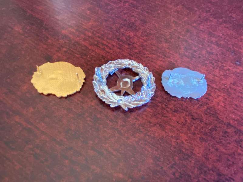 SA ARMY AND SAAF QUALIFIED FIREMAN BADGES-SOLD TOGETHER-PINS + LUGS INTACT