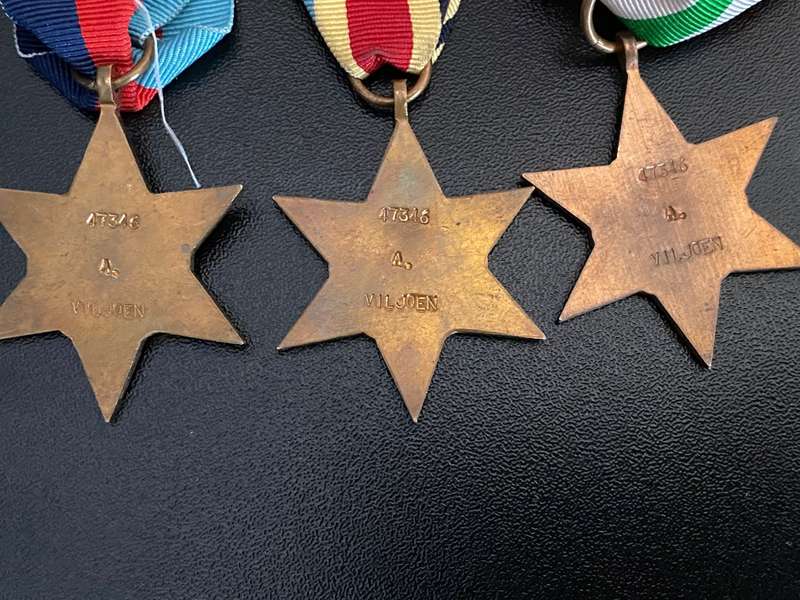GROUP 6 47346 A. VILJOEN-1939/45 STAR: AFRICA STAR: ITALY STAR: DEFENCE MEDAL: WAR MEDAL AND AFRICA