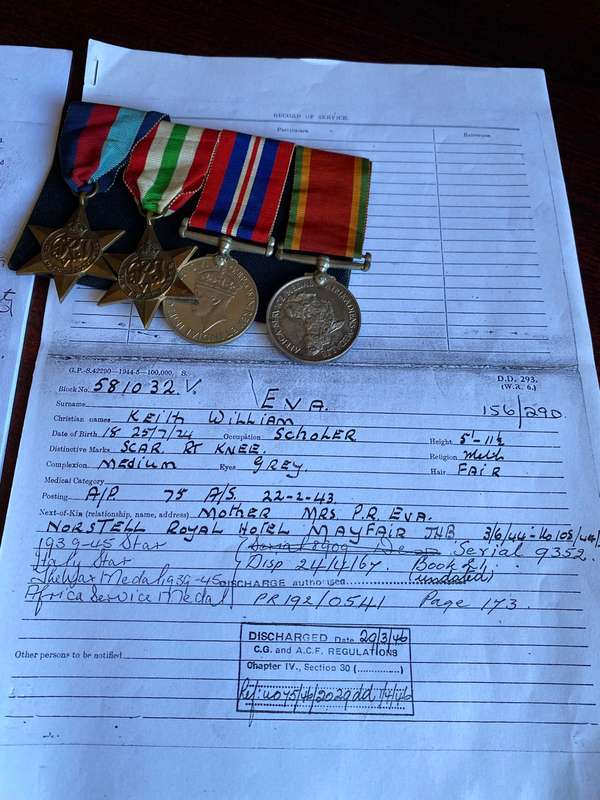 GROUP OF 4 TO 229926 K(KEITH) W(WILLIAM) EVA-BORN ON THE 25TH 1926 IN THE MARAISBURG DISTRICT AND WA