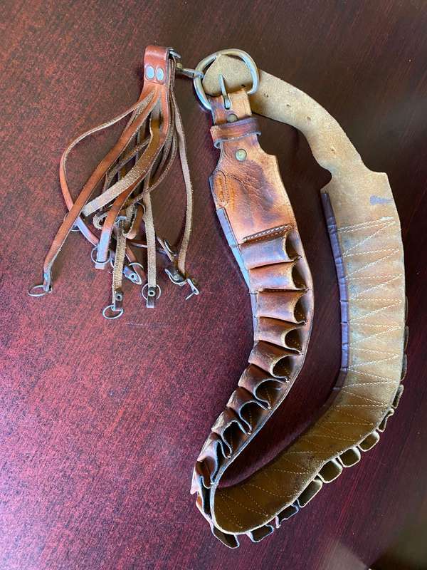LEATHER SHOTGUN CARTRIDGE BELT- 90 CM