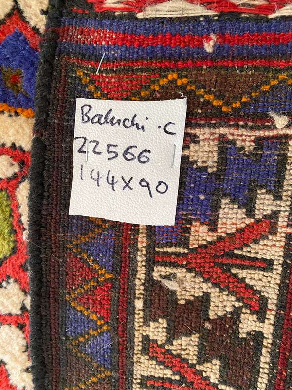 HAND KNOTTED BALUCHI PERSIAN CARPET-CONDITION UNUSED-MEASURES 144X 90 CM