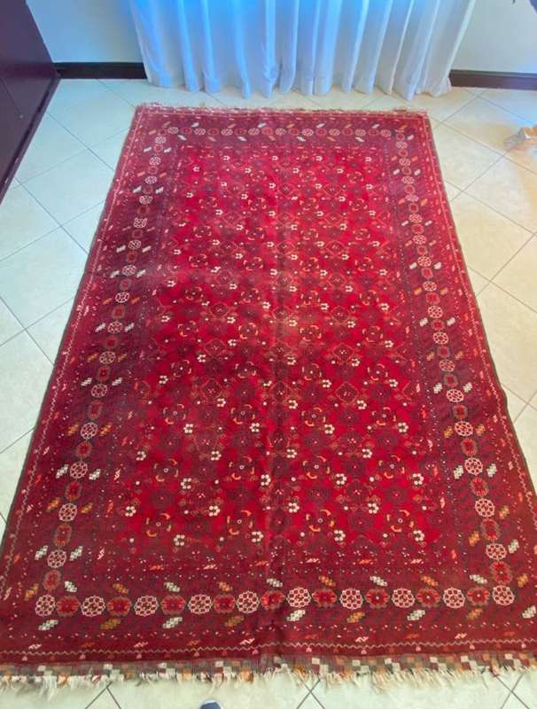 Beautiful Hand Knotted Persian Carpet with Fields of Red and Black - Afghan Kelim