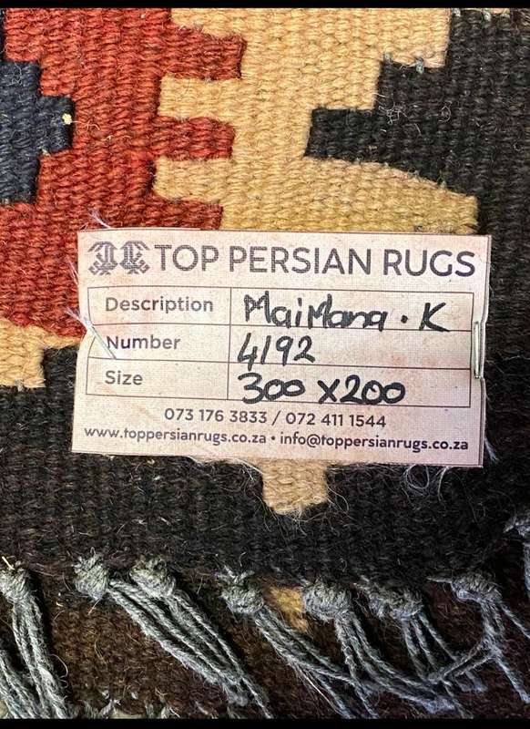 Handknotted Persian Carpet - Size 3m x 2m - Label on Carpet - Some Damage