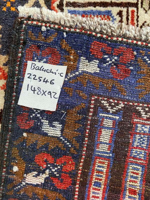 HAND KNOTTED BALUCHI PERSIAN CARPET-CONDITION UNUSED-MEASURES 148X92 CM