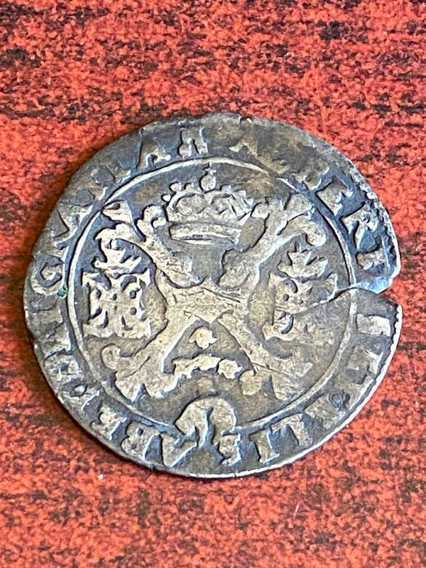 AUTHENTIC 1612-21, SILVER,SPANISH NETHERLANDS PENTAGON COIN-DIAMETER 31 MM