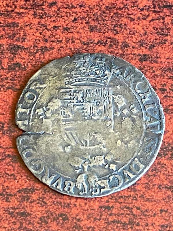 AUTHENTIC 1612-21, SILVER,SPANISH NETHERLANDS PENTAGON COIN-DIAMETER 31 MM