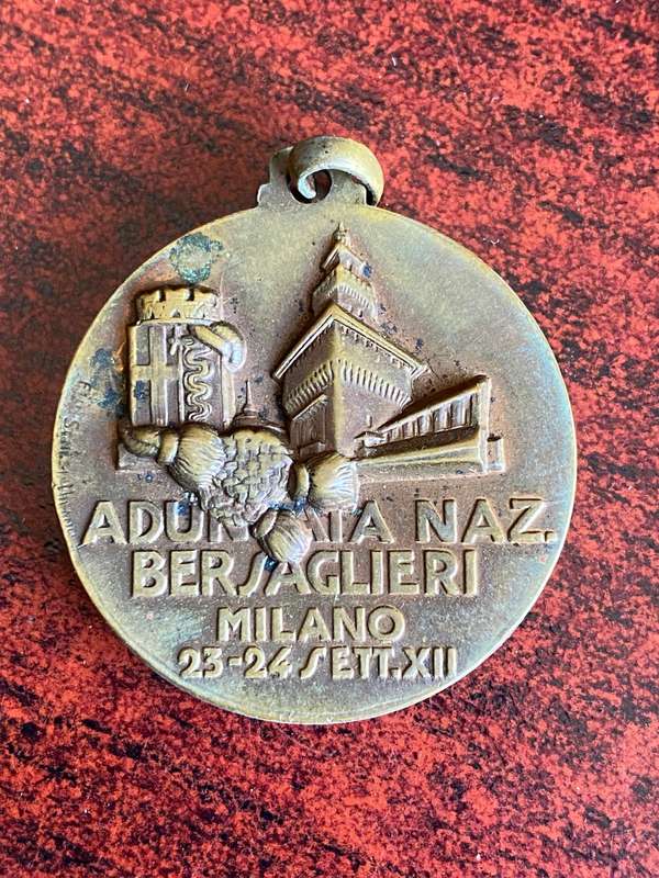 ITALIAN MEDAL FOR THE NATIONAL BERGSAGLIERI ASSEMBLY IN MILAN,ITALY,WHICH TOOK PLACE ON SEPT 23-24-1