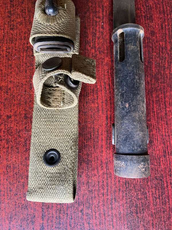 R1 BAYONET WITH PLASTIC SCABBARD AND WEBBING FROG