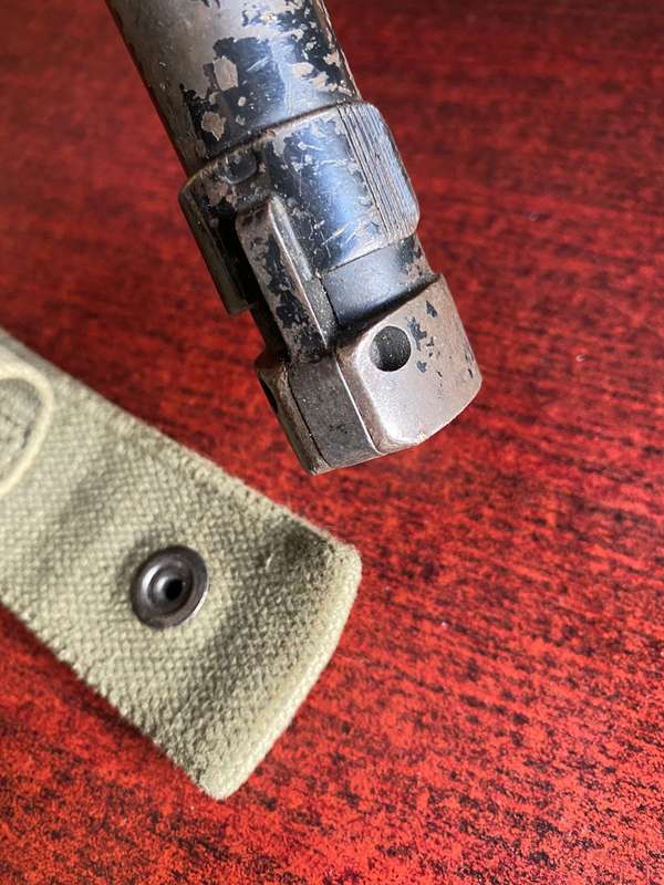 FN BAYONET WITH METAL SCABBARD AND WEBBING FROG