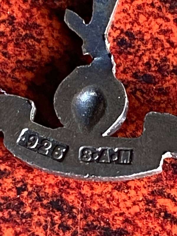 SA CORPS OF SIGNALS OFFICERS STERLING SILVER BUTTON BADGE