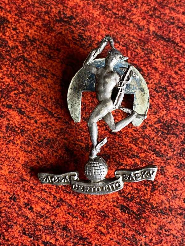 SA CORPS OF SIGNALS OFFICERS STERLING SILVER BUTTON BADGE
