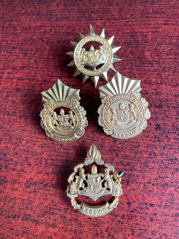 LEBOWA POLICE VOIDED + SOLID CAP BADGE + RANK-SOLD TOGETHER + SOLD WITH ANOTHER POLICE CAP BADGE