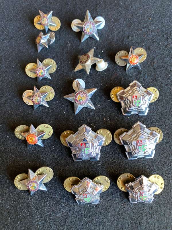 SADF OFFICERS CHROME RANK PIPS-WORN 1970'S-2002-MIXED LOT OF 15 SOLD TOGETHER