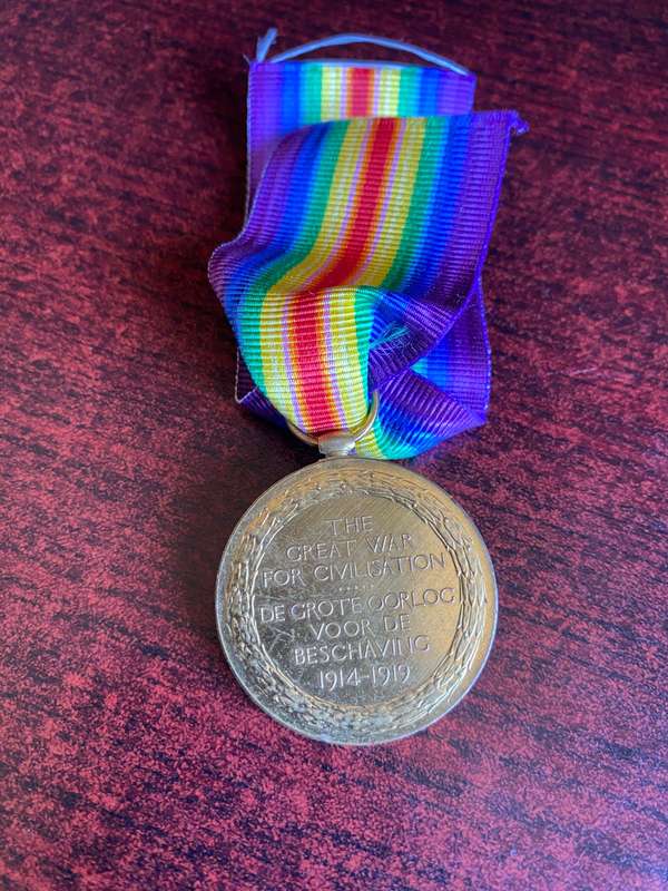 WW1 VICTORY MEDAL AWARDED TO 14015 PRIVATE/GUNNER JOHN (JOHANNES) THEODORE DE KOCK-3RD BRIGADE,THEN