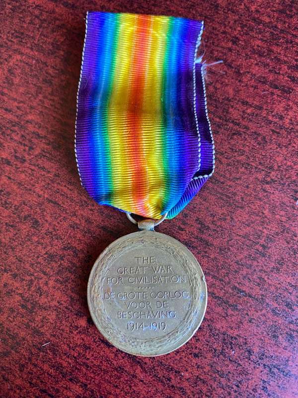 WW1 VICTORY MEDAL AWARDED TO 1820 DRIVER HENRY VAN DER WESTHUIZEN CAPE AUXILIARY HORSE TRANSPORT CO