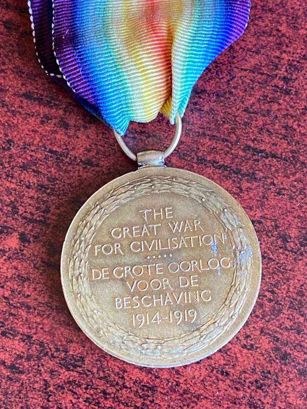 WW1 VICTORY MEDAL AWARDED TO PTE. THOMAS ROBERT GARVEY S.A.M.C.