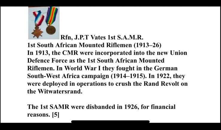 WW1 VICTORY MEDAL AWARDED TO RFN J.P.T. VATES- 1 ST S.A.M.R.- READ MORE INFO IN PICTURES -NAMING PAR