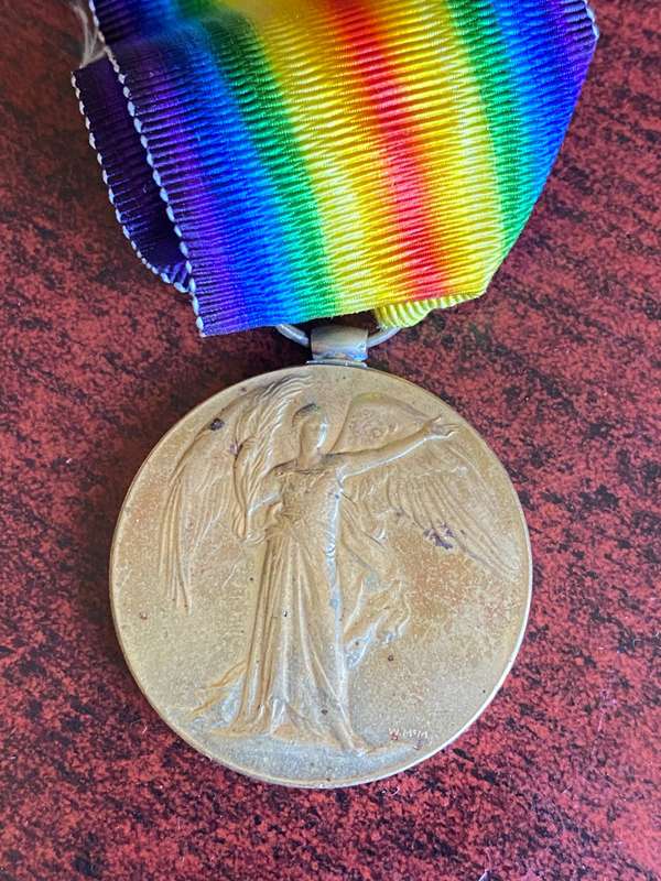 WW1 VICTORY MEDAL-AWARDED TO PRIVATE DAVID STEWART 16992 1 SAI BRIGADE (WOUNDED) 2 SA REGT.