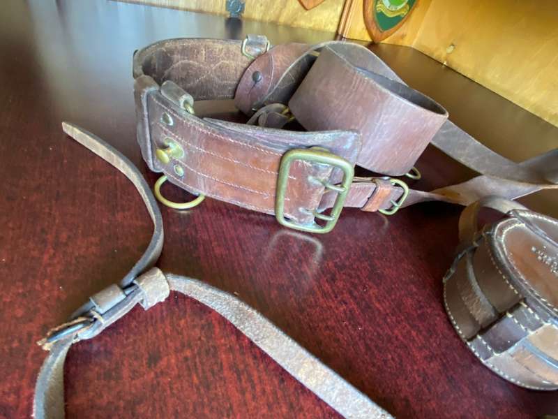 MIXED LOT-COMPASS LEATHER HOLDER-DATED 1918 AND SAM BROWN-ALL FROM WW1 PERIOD