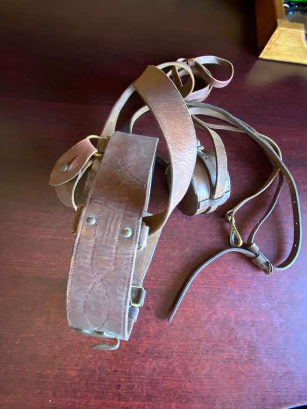 MIXED LOT-COMPASS LEATHER HOLDER-DATED 1918 AND SAM BROWN-ALL FROM WW1 PERIOD