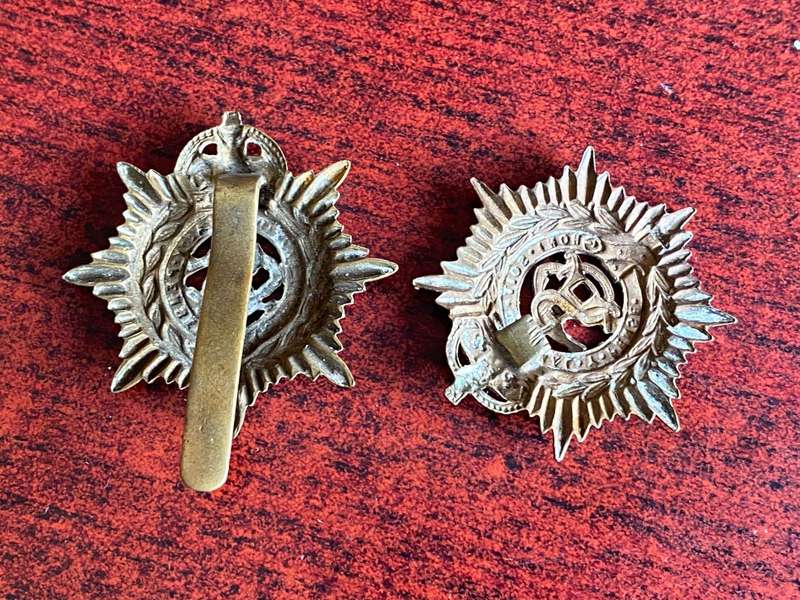 ARMY SERVICE CORPS WORN FROM 1916- 1918 WHEN PREFIX "ROYAL" WAS ADDED-BRASS,VOIDED-TWO-ONE WITHOUT L